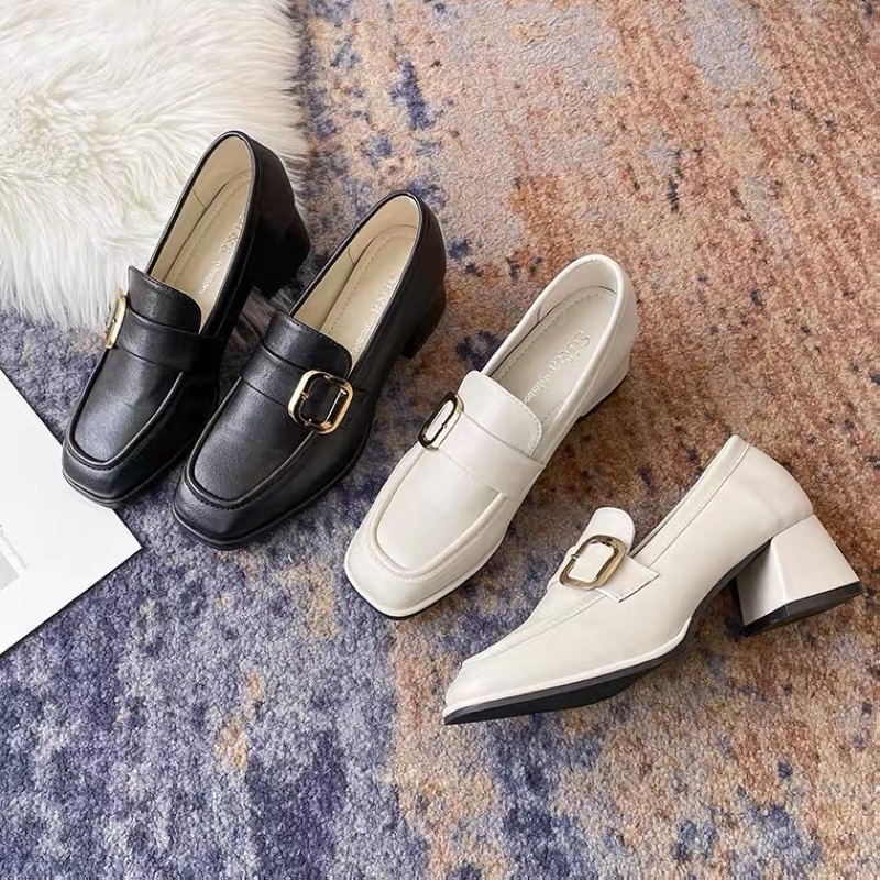 (Order) Giày loafer nữ gót vuông đế cao 5cm