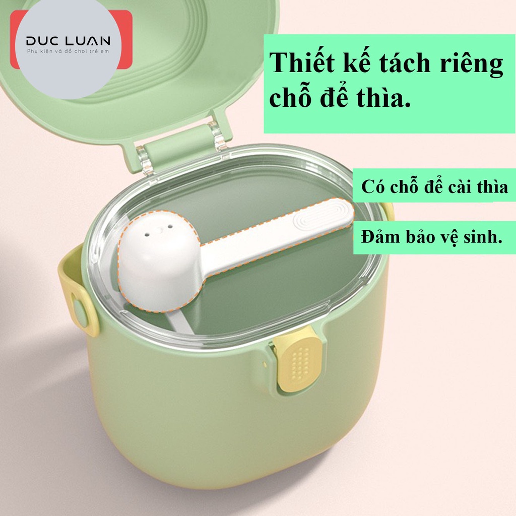 Hộp đựng sữa bột kèm thìa cho bé khi đi chơi, du lịch - Hộp đựng đồ ăn dặm - 450mm - chứa 255g sữa