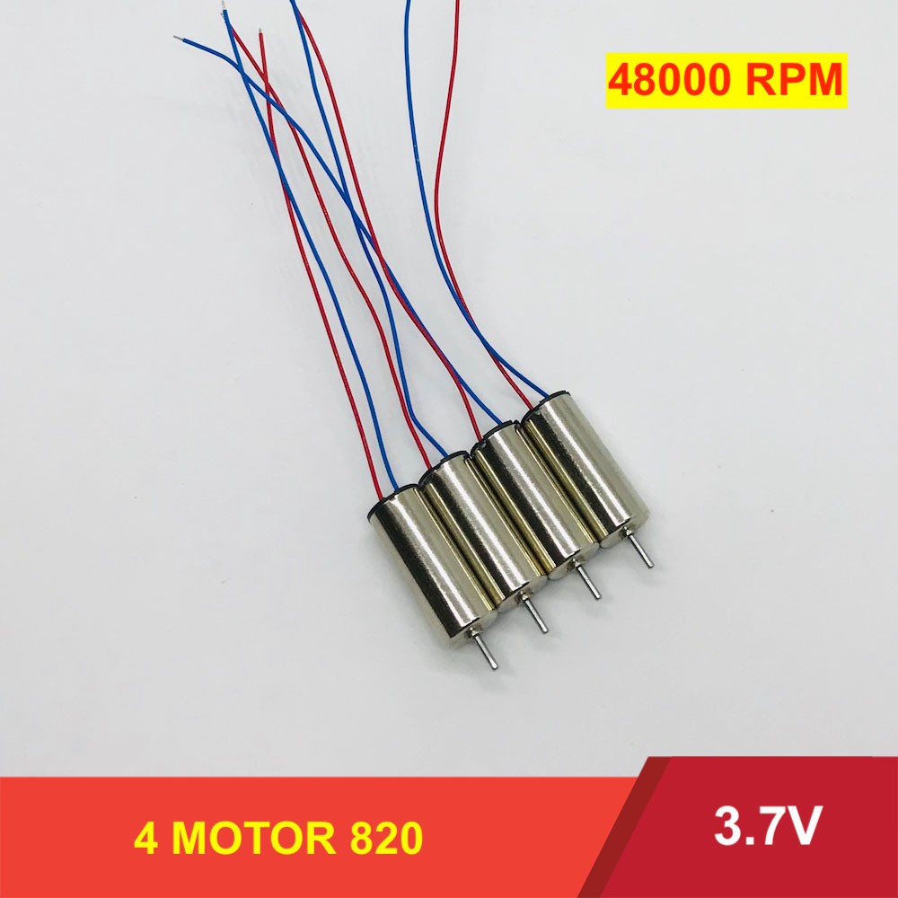 4 Motor máy bay mini 820 dây xanh đỏ 3.7V từ tính mạnh tốc độ 48000 RPM - LK0248