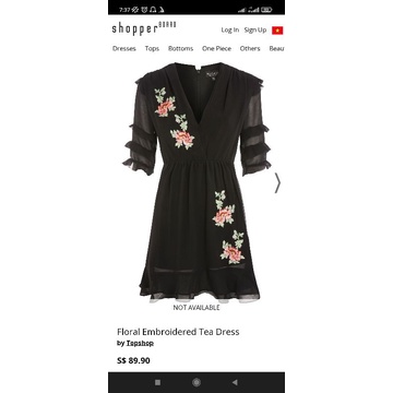 Đầm đen voan thêu hoa TOPSHOP vnxk