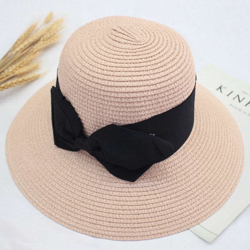 Beautiful fashion bow-tipped sedge hat for women