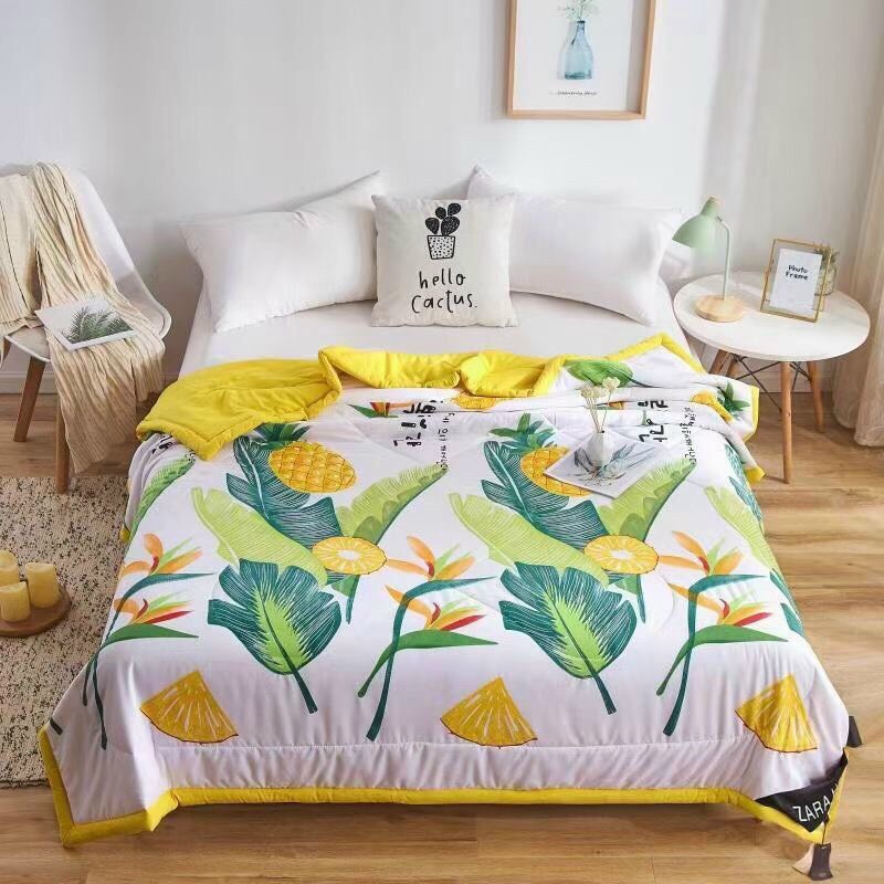 Chăn Hè Cotton Đũi Zara Home Hoạ Tiết Hoa Lá, Chất Đũi Siêu Mềm Mịn