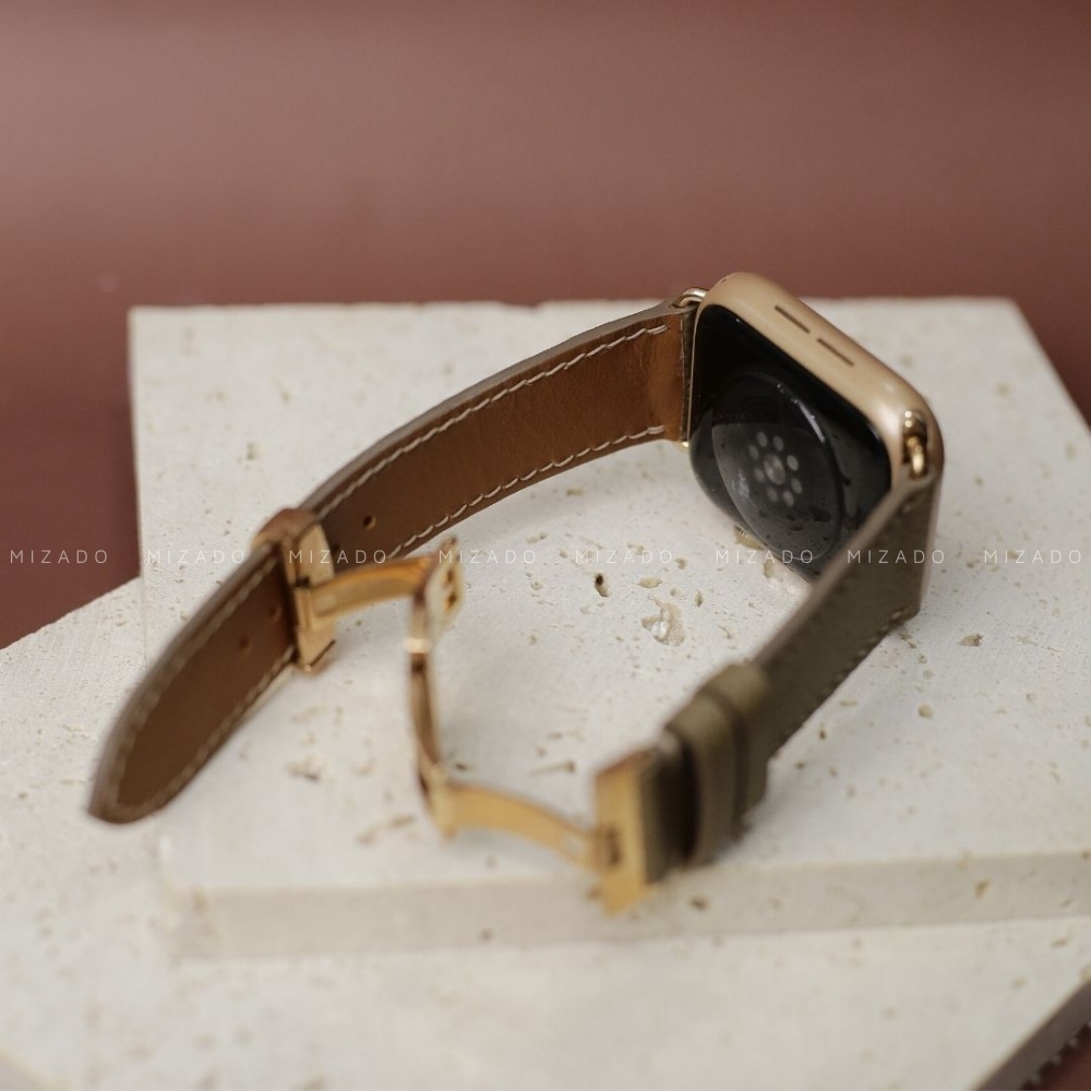 Dây da thủ công Epsom Nâu Tây dành cho Apple Watch, đồng hồ thông minh, đồng hồ cơ MIZADO DDTC119