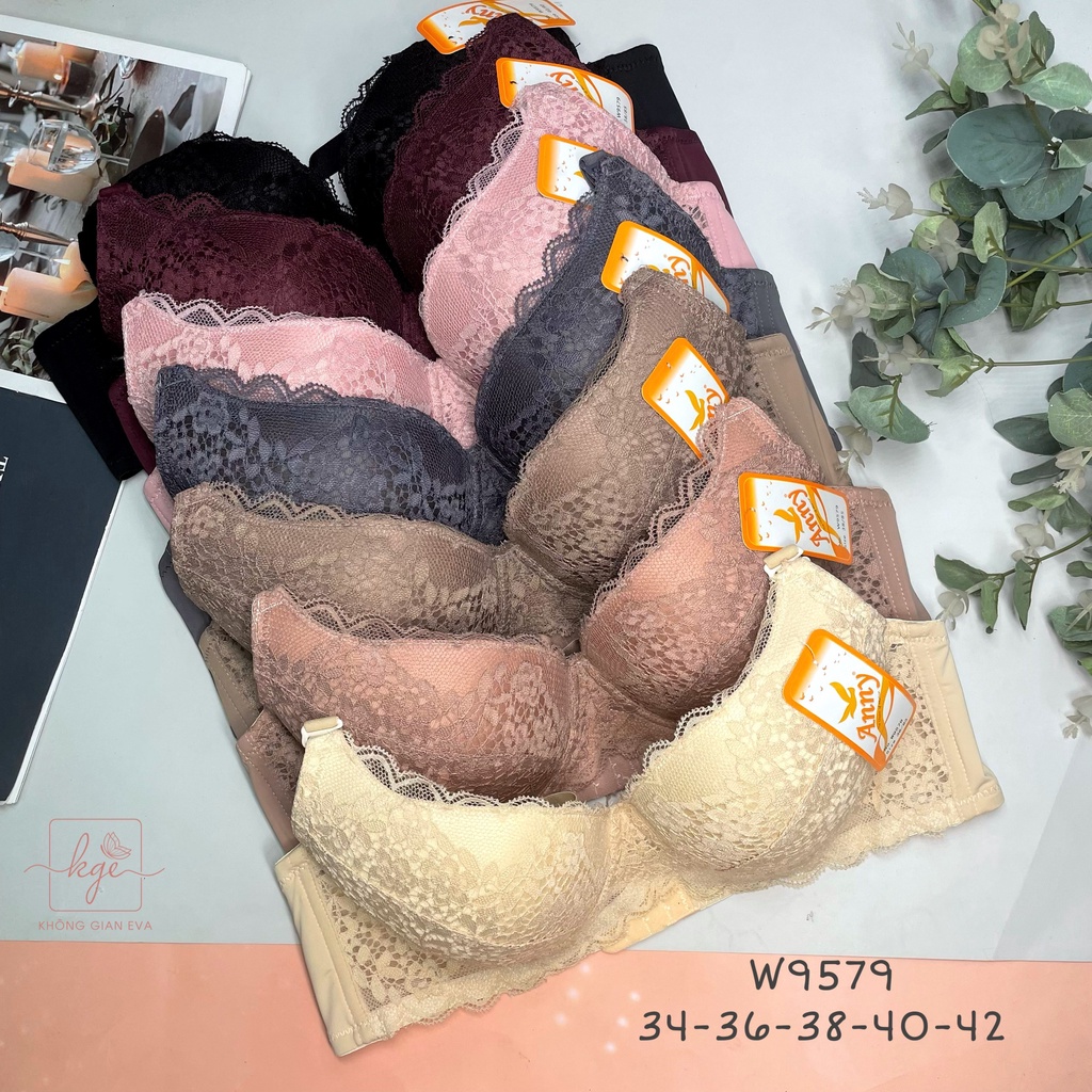 Áo ngực ren mút mỏng có gọng , áo lót dây thun co giãn ôm ngực 9579