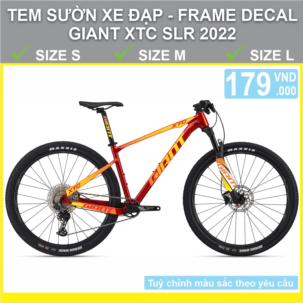 Tem decal dán sườn xe đạp địa hình MTB Giant XTC SLR 2022 Đỏ/Red | Giant Frame decal | CycleWrap