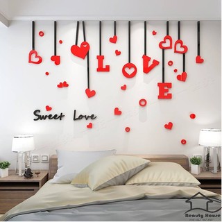 Tranh dán tường mica 3d sweetlove, tranh trang trí phòng khách, phòng ngủ, spa, nail, cafe