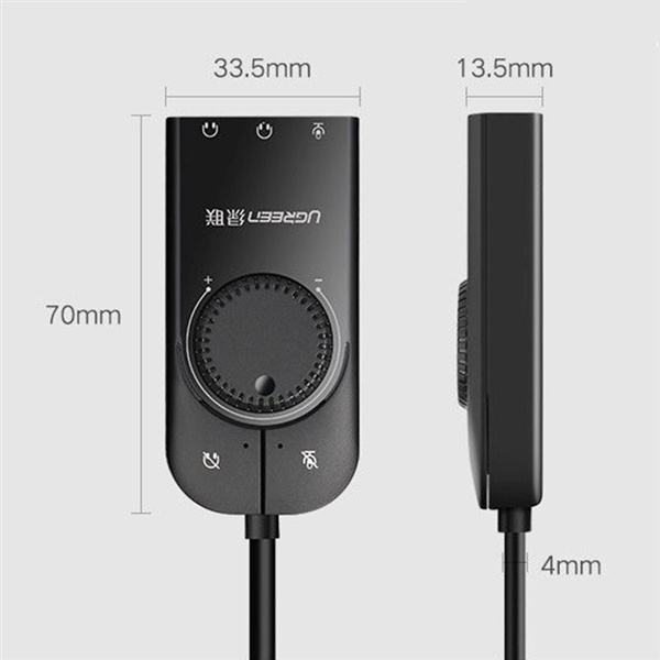 Card Sound USB 2.0 có điều khiển volume hỗ trợ Mic&Loa Ugreen 40964 cao cấp - Hàng  chính hãng