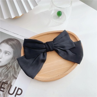 Kẹp Tóc Nơ Satin Màu Đỏ Đen