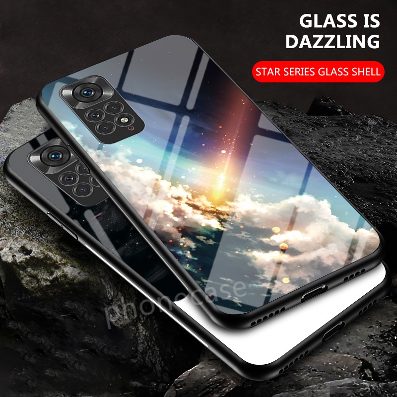 Ốp điện thoại kính cường lực cứng mỏng chống sốc cho Xiaomi Redmi Note 11 Pro 11s 5G