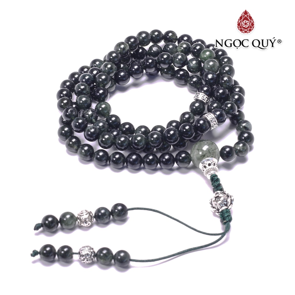 Vòng chuỗi 108 hạt thạch anh tóc xanh - Ngọc Quý
