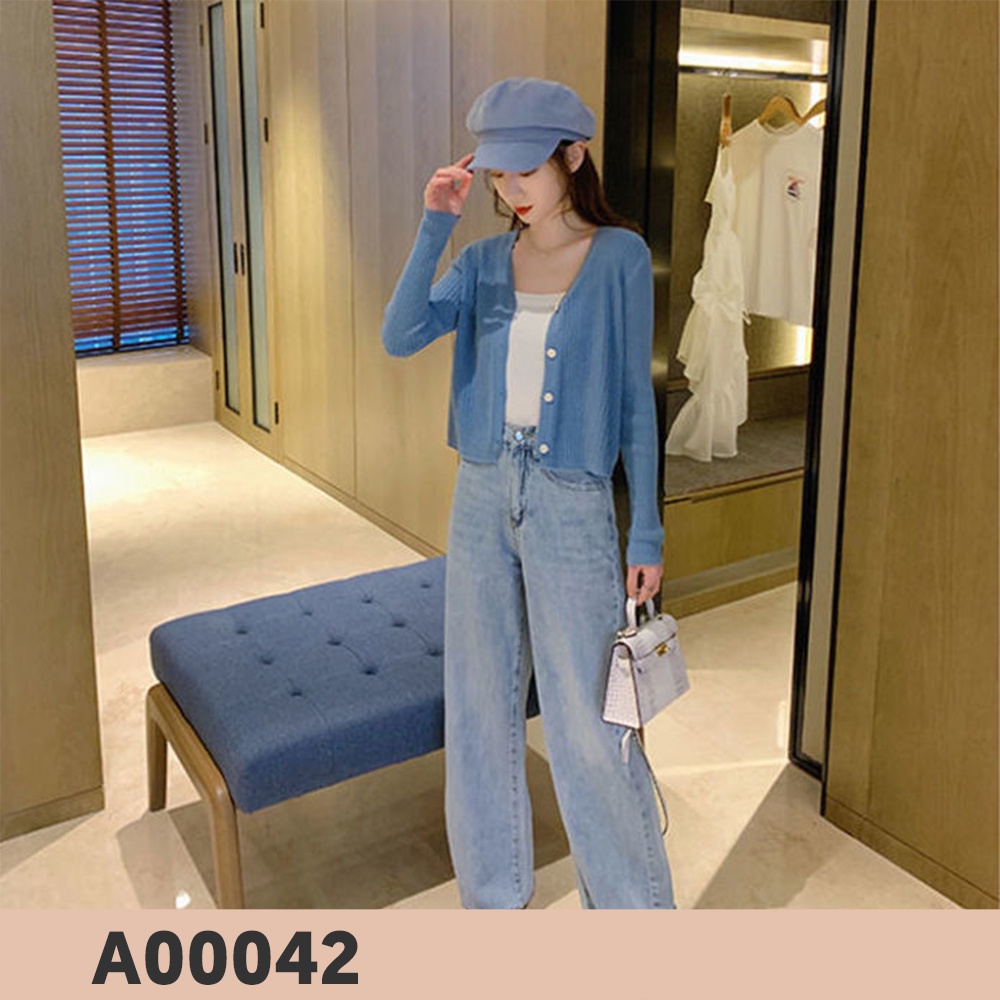 Áo Khoác Cardigan Len Dài Tay Co Dãn Cài cúc Dễ Thương/ Áo Len Cổ V Dáng Lửng Ôm Dáng Thu Đông A00042