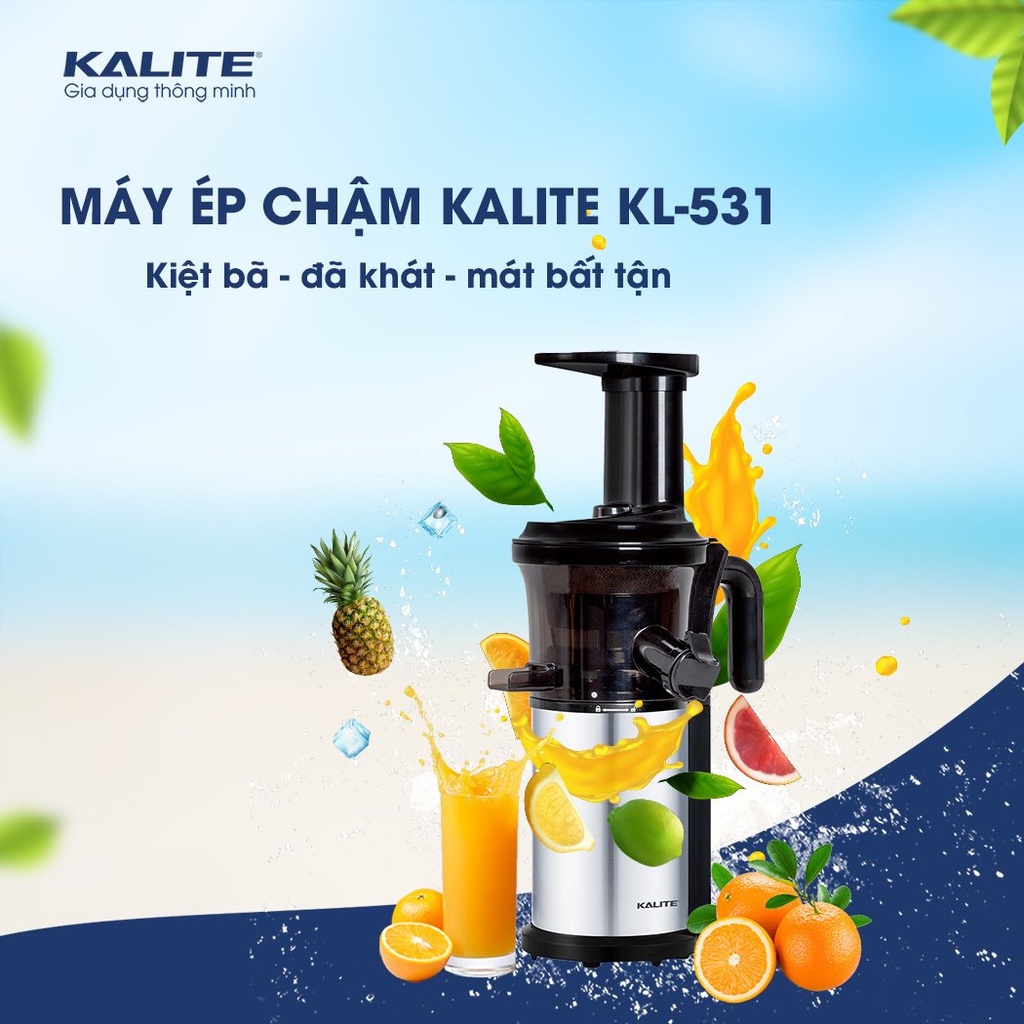 [Mã ELHA22 giảm 6% đơn 300K] Máy ép chậm Kalite KL 531 ép trái cây kiệt bã 200ml, công suất 200W chính hãng