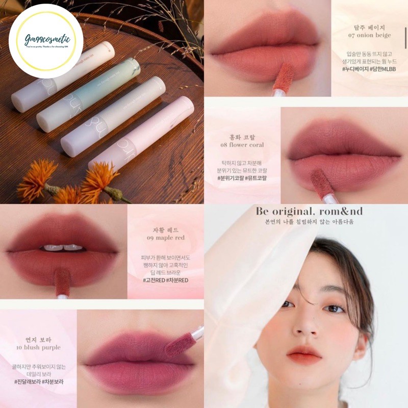 ( SẴN) Son rom&nd SEE-THROUGH MATTE TINT BE ORGINAL HANBOK MỚI - MUA BUÔN LIÊN HỆ GM