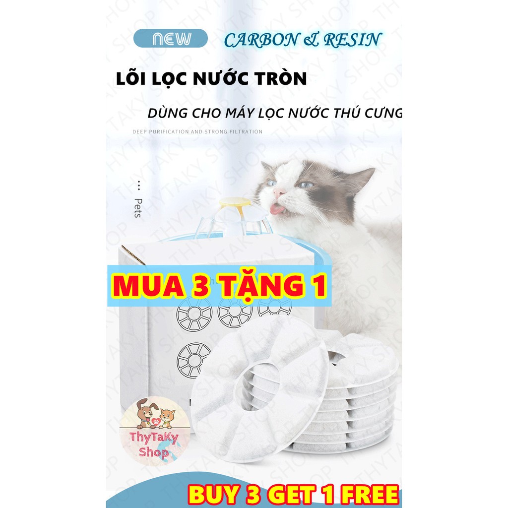 Miếng lọc nước than hoạt tính hình tròn dùng cho máy uống nước tự động đài phun nước cho mèo chó