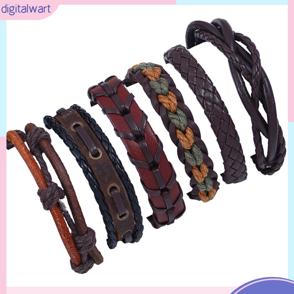 Set 6 dây đeo tay giả da thời trang cho nam