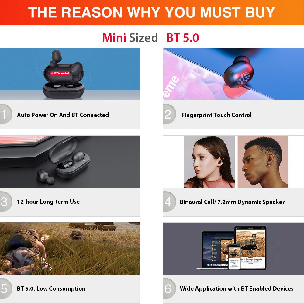 Tai nghe Bluetooth True Wireless - Haylou GT1 chống nước chuẩn IPX5, pin 12 giờ, nút cảm ứng, đàm thoại, chuyển bài nhạc