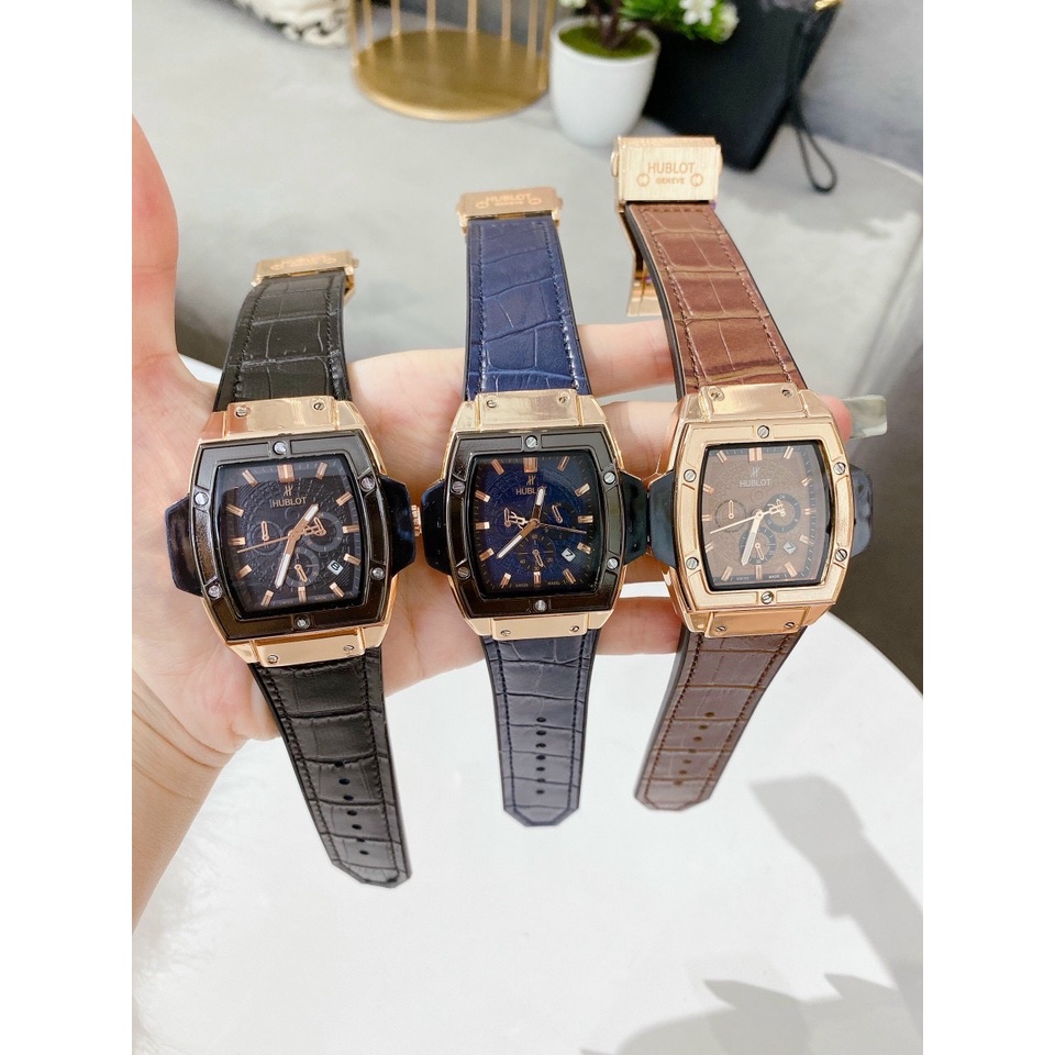 Đồng hồ nam Hublot Senna Champion 88, mẫu mặt chữ nhật, chạy full kim, dây da lộn cao cấp LINH WATCH LUXURY | BigBuy360 - bigbuy360.vn