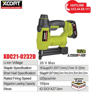 Súng bắn đinh pin xcort 20v max máy bắn đinh gỗ đinh t và u bảo hành hãng 12 tháng