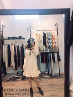 Váy len buộc nơ