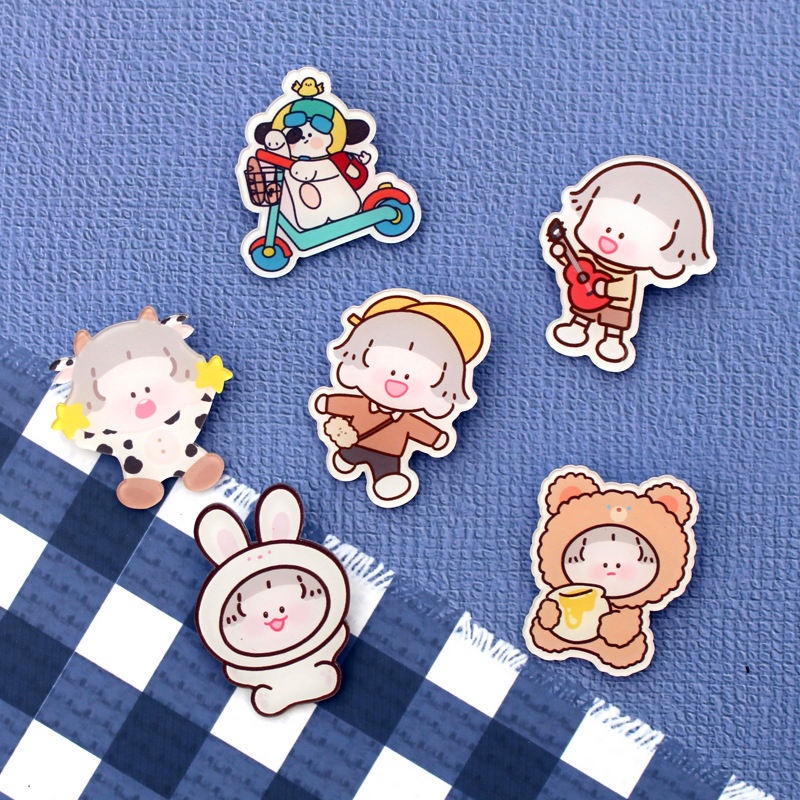 Phụ kiện, sticker, pin cài trang trí áo, balo, túi ví hình động vật dễ thương Cookie