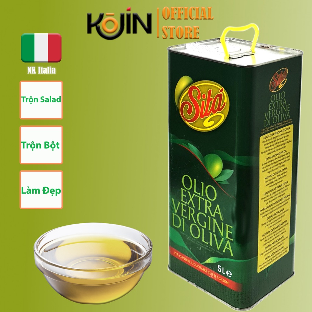 Dầu Oliu Extra Virgin Italia Siêu Nguyên Chất CAN 5L Kojin Dầu Olive Extra Virgin Olive Oil Hàng Mới Nhập Khẩu Ý