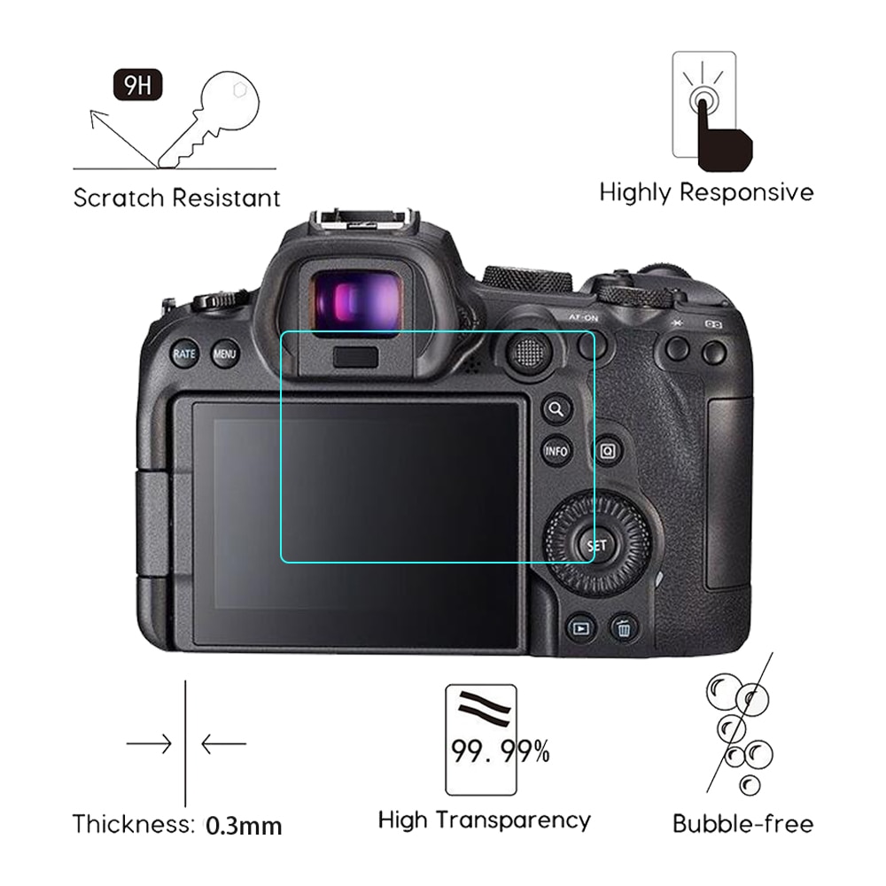 YIFILM Set 2 Kính Cường Lực Chống Trầy Màn Hình LCD 2.5D 9H Cho Máy Ảnh Kỹ Thuật Số Canon EOS R6 R5