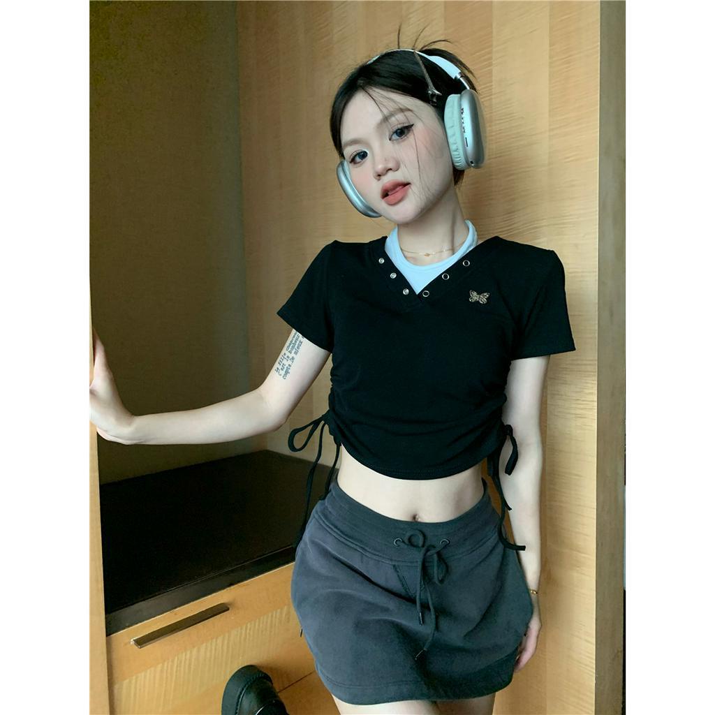 「 WELOVE1 」Áo Croptop Tay Ngắn Dáng Ôm Thời Trang Mùa Hè Quyến Rũ Cho Nữ