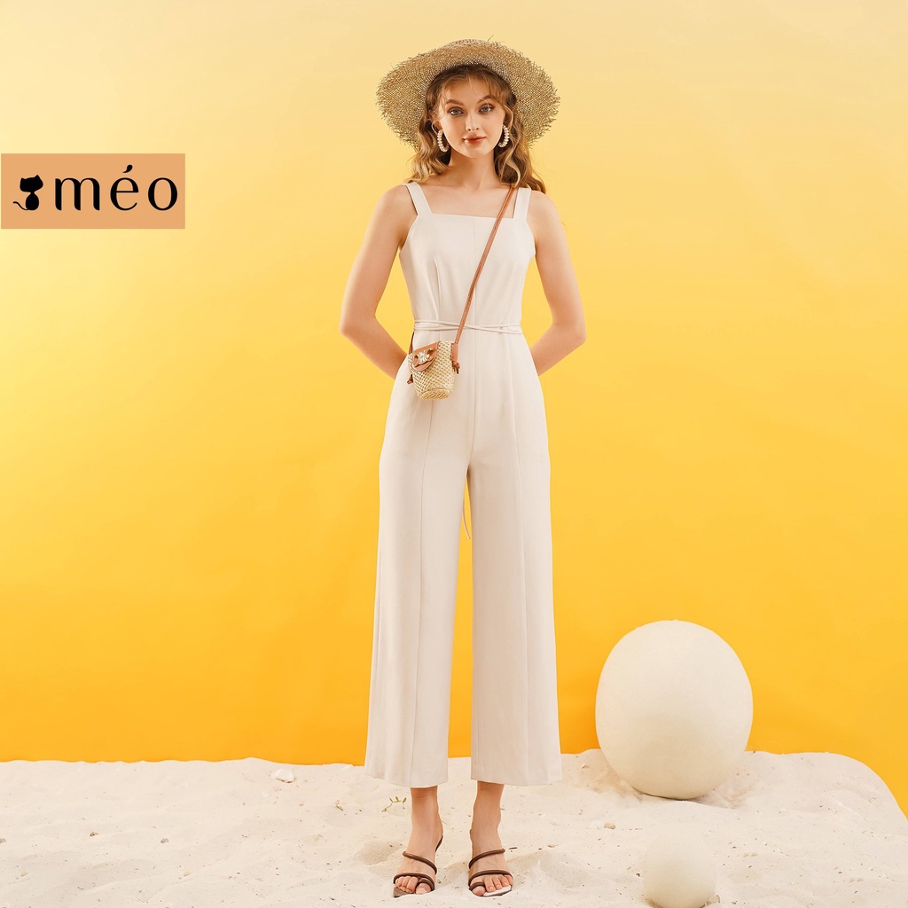 Quần yếm nữ Méo shop ống suông rộng phối dây eo phong cách Hàn quốc Tamy