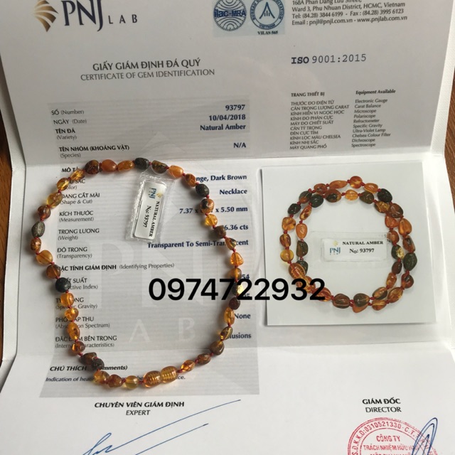 Vòng cổ hổ phách cho bé