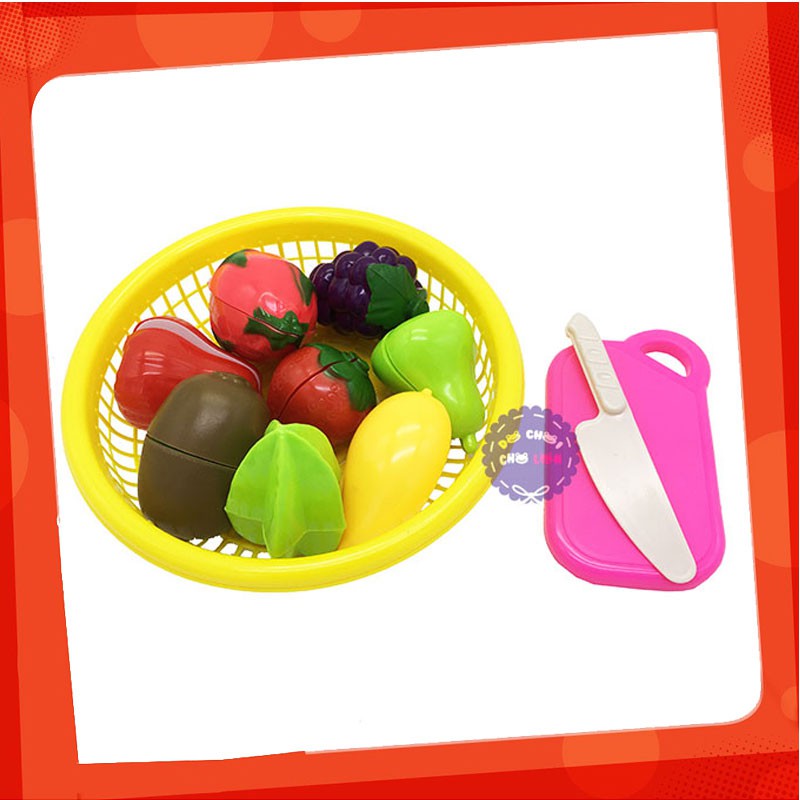 Đồ chơi rổ đựng trái cây cắt bằng nhựa Long Thủy - Cắt nấu trái cây - Đồ chơi nấu ăn cho bé gái