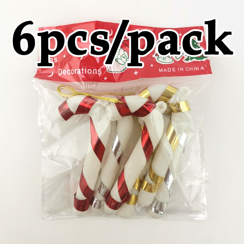 Bộ 6 cây kẹo treo trang trí cây thông Giáng sinh năm mới DIY