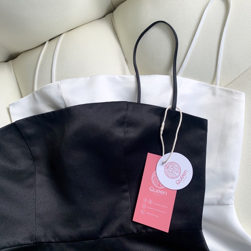 Áo hai dây QUEEN dáng xòe, chất tafta siêu hack dáng, 2 màu cơ bản - KAYLIN TOP QT001