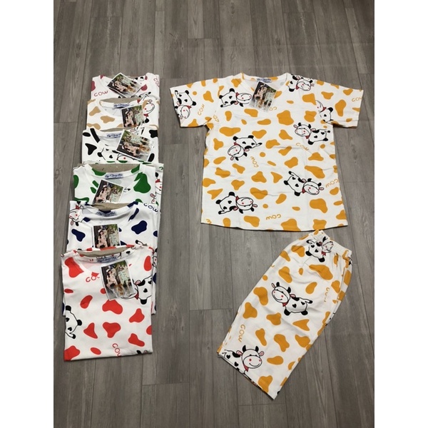 Đồ bộ cotton ngố bé gái mẫu bò sữa