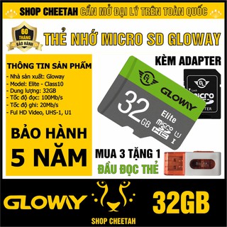 [Mã ELFLASH3 hoàn 10K xu đơn 20K] Thẻ nhớ Gloway 32GB – Elite MicroSD - CHÍNH HÃNG – Bảo hành 5 năm – Kèm Adapter