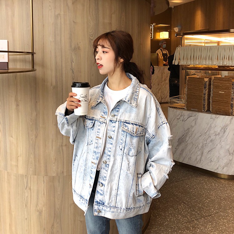 [ORDER] - Áo khoác jean Ulzzang rách nhẹ form oversize 🤤😍