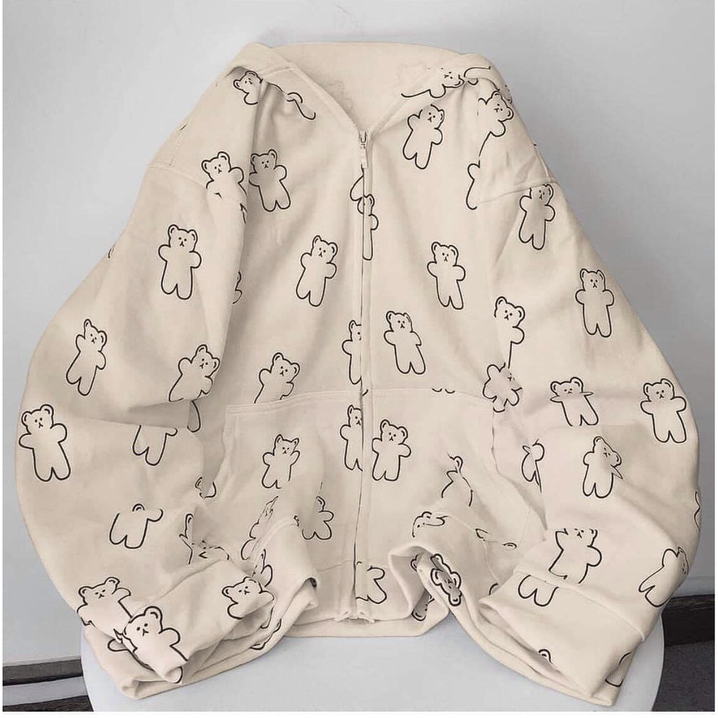 Áo Khoác Hoodie ZIp In Hình Thú Ngộ Nghĩnh Unisex Nam Nữ Form Rộng Ulzzang | BigBuy360 - bigbuy360.vn