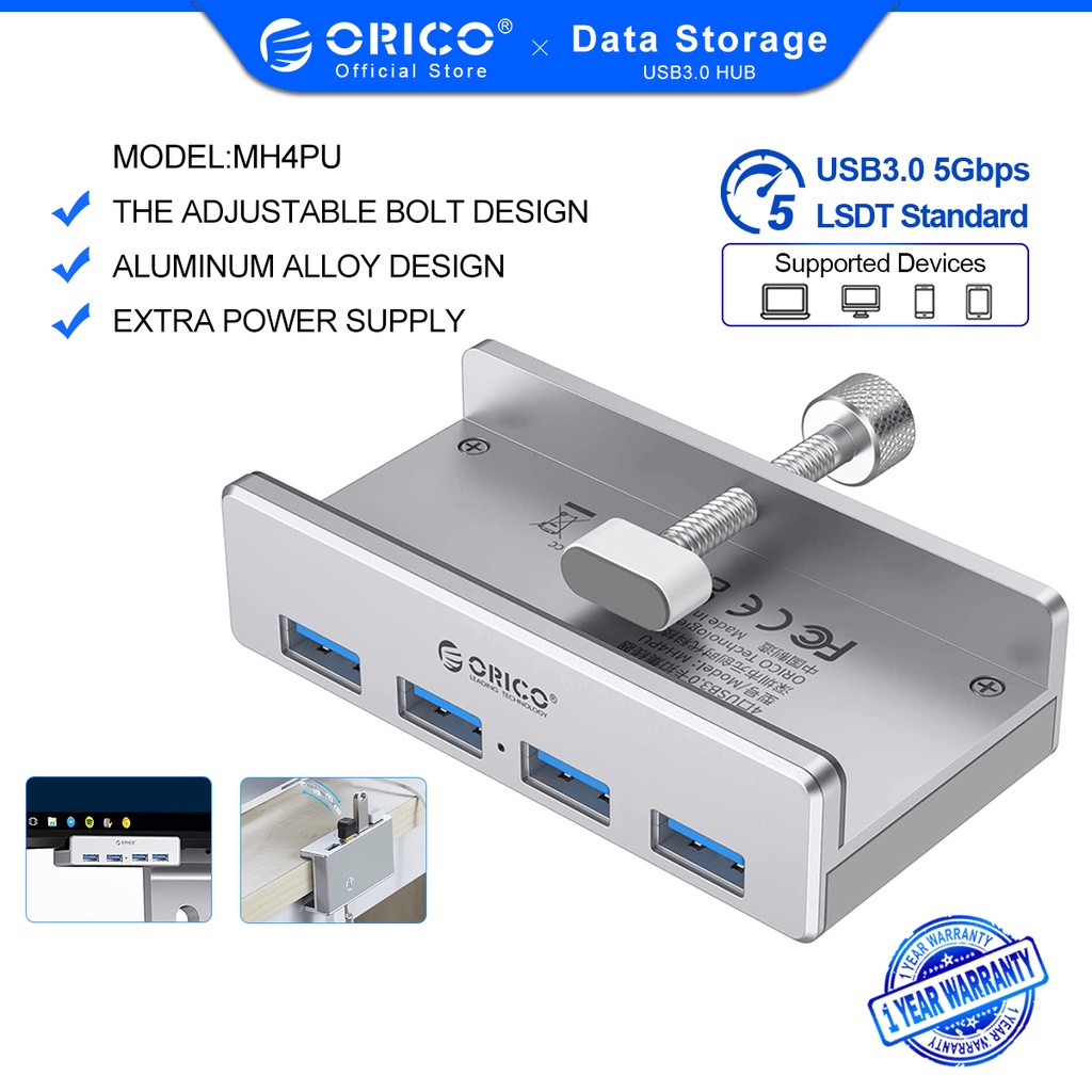 Bộ Hub ORICO MH4PU 4 Cổng USB 3.0 Tốc Độ Cao Thiết Kế Dạng Kẹp
