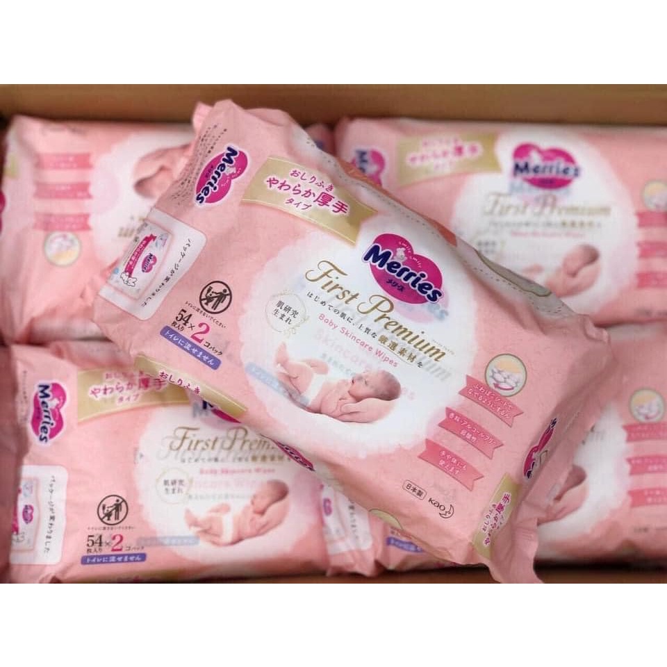 Khăn Giấy Uớt MERRIES Cao Cấp FIRTS PREMIUM Cho Bé Nội Địa Nhật 54 Tờ - SAKUKO