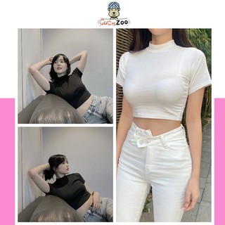 Áo croptop body ôm Trà Xanh cổ 3 phân chất bozip mềm mát - CUTEZOO