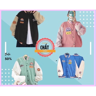 Áo khoác bomber unisex chất nhung form rộng Thêu Deep End phong cách ulzzang