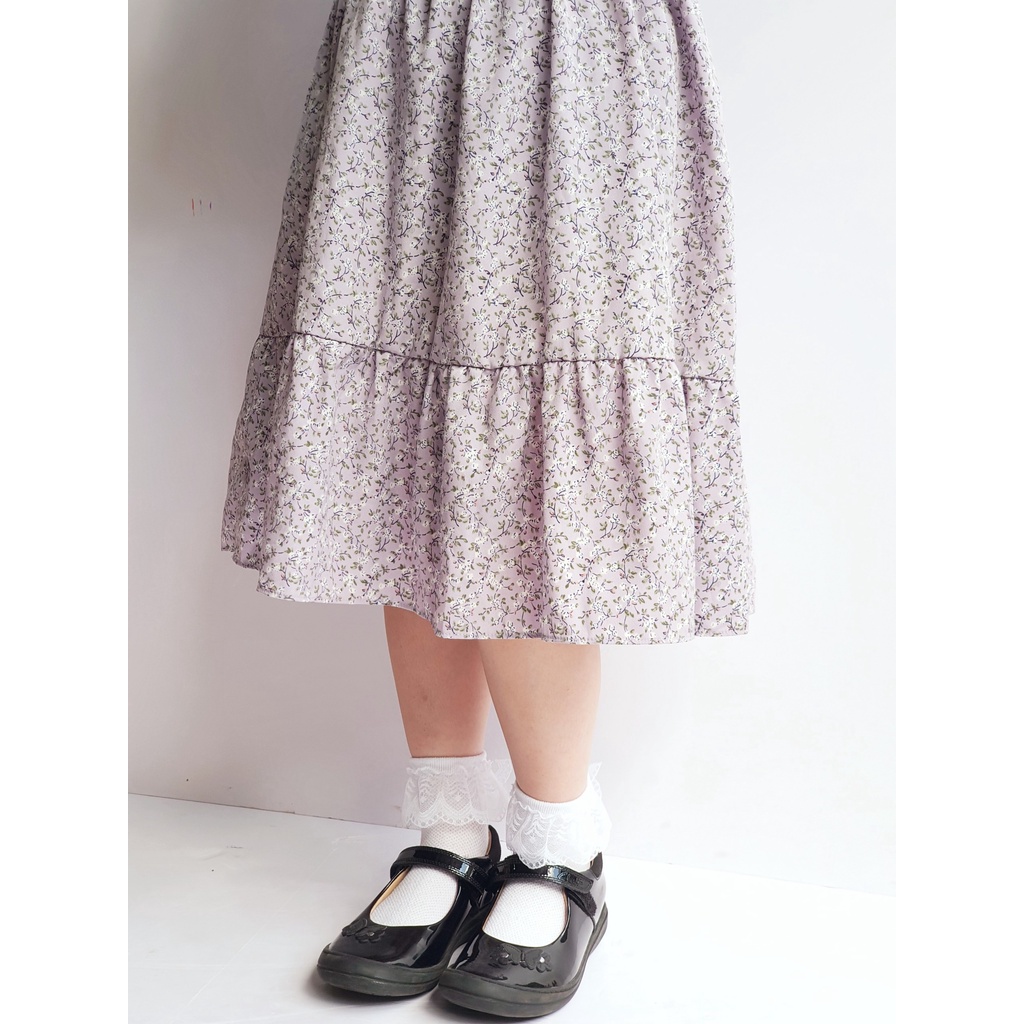 MOV2287 Váy tím hoa nhí nơ cổ