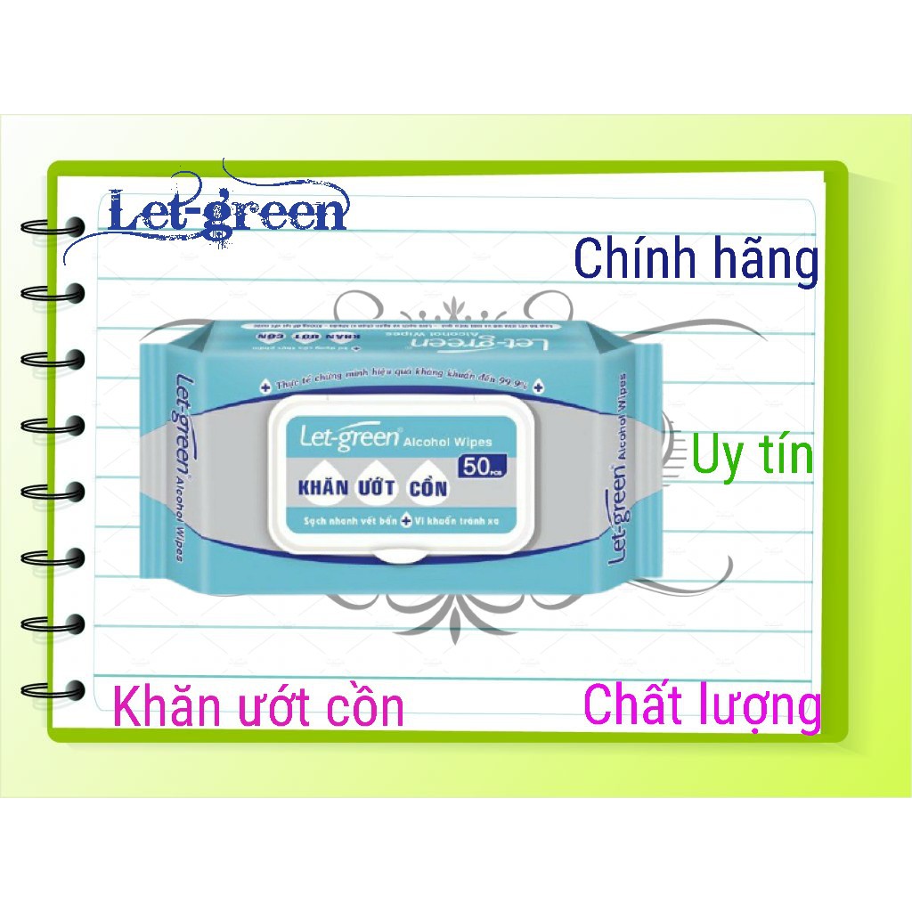 Khăn ướt cồn Let Green gói 50 tờ