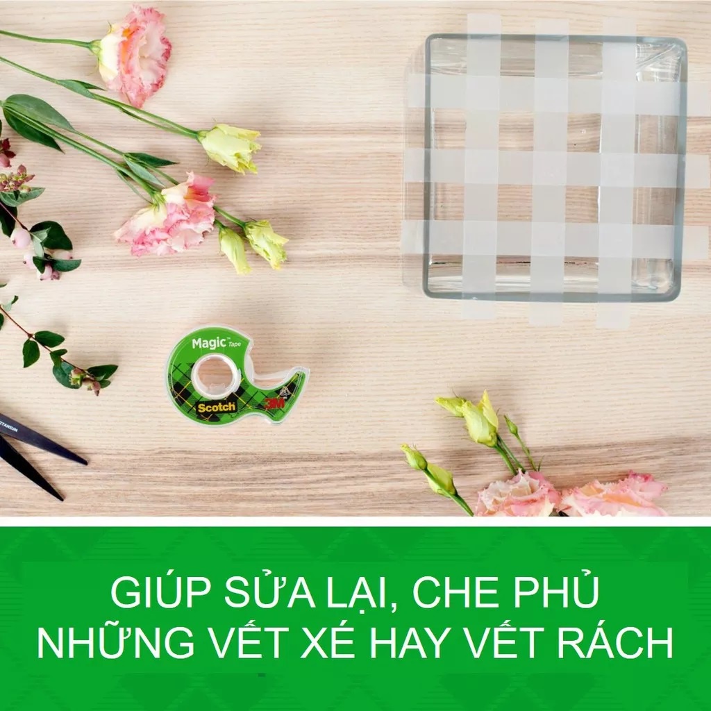 Băng keo đa năng trong suốt kì diệu 3M Magic Tape 810 - dài 32.9m cắt keo theo yêu cầu, cắt theo kích thước riêng, có xu