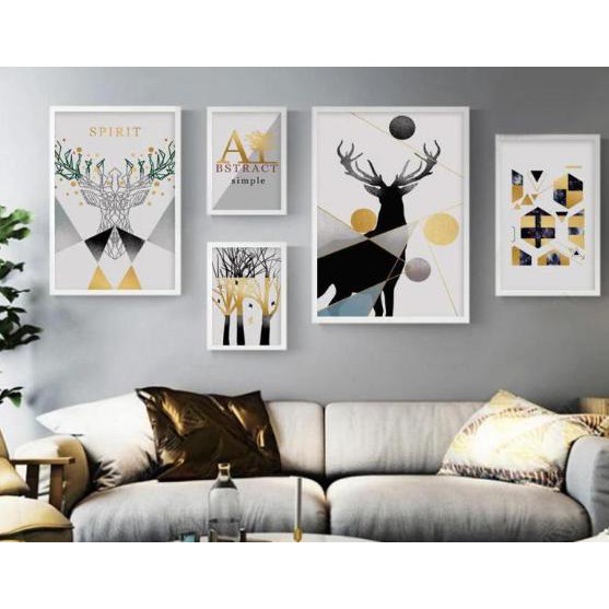 BỘ 5 TRANH GHÉP CANVAS TREO TƯỜNG NAI GHÉP CHỮ SINH SANG TRỌNG HIỆN ĐẠI 201906051415467941037
