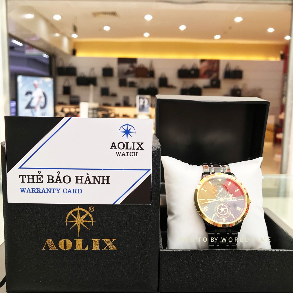 Đồng hồ Nam Aolix AL 7067G [Full hộp ,Thẻ bảo hành hãng] Kính Sapphire chống xước chống nước , Dây thép