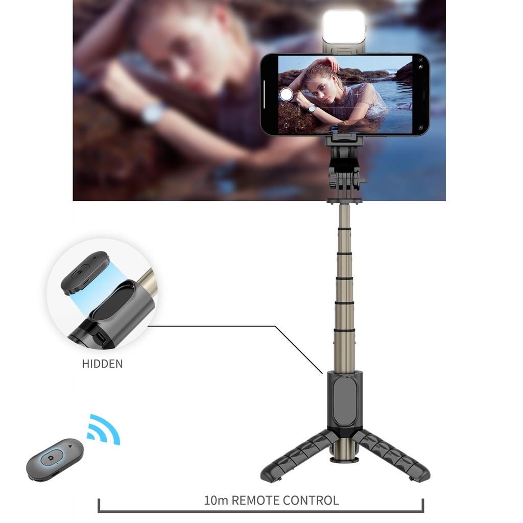 Gậy Chụp Ảnh selfie Q10S Cầm Tay Đa Năng Có Thể Điều Khiển Từ Xa Kết Nối Bluetooth Để Làm Đẹp