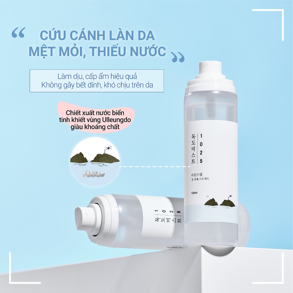 [Mã BMBAU50 giảm 7% đơn 99K] Xịt khoáng cấp ẩm làm dịu Round Lab 1025 Dokdo Mist 100ml