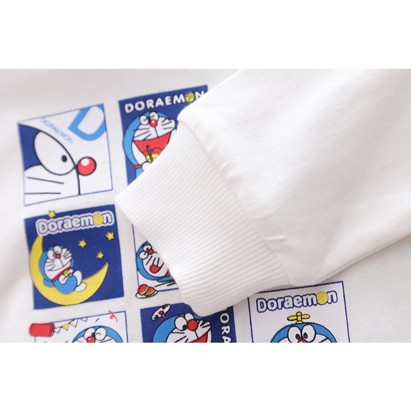 Áo Chui Đầu In Hình Doraemon Phong Cách Hàn Quốc Dành Cho Bé Trai Gái 80-120cm