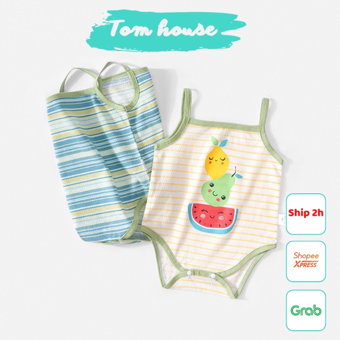 Bodysuit 2 Dây Mỏng Mát Mùa Hè Họa Tiết Đáng Yêu Cho Bé Gái Sơ Sinh Tôm House