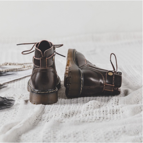 Giày Oxford Nữ Bốt Nữ Đế Cao 3 Phân Đế Thấp Kéo Khoá Phong Cách Nhật Bản